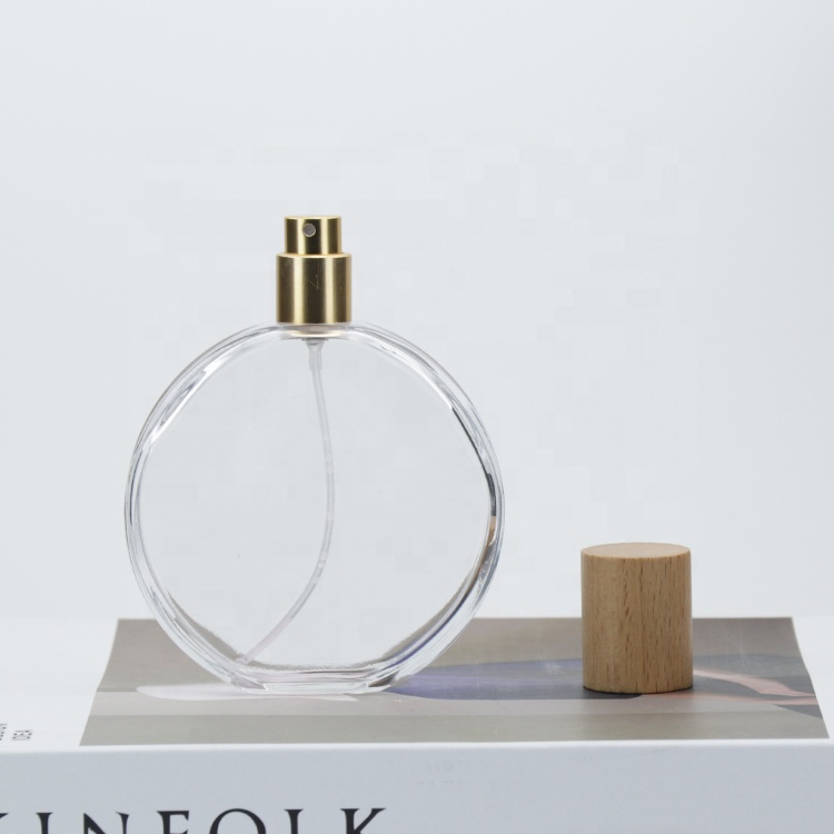 Fragrance Empty Perfume Spray Glass Bottles 50 ml 100 ml With Wooden Lid