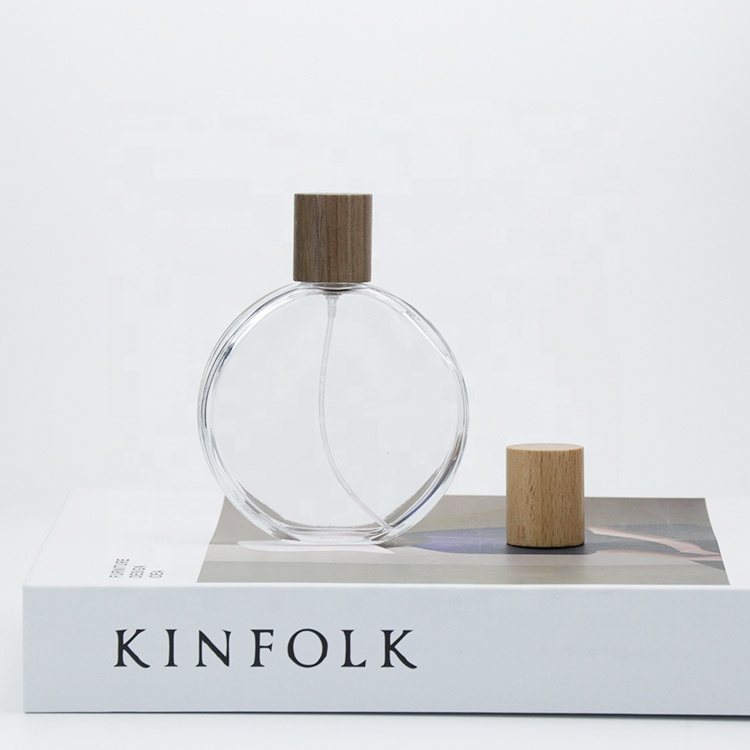 Fragrance Empty Perfume Spray Glass Bottles 50 ml 100 ml With Wooden Lid