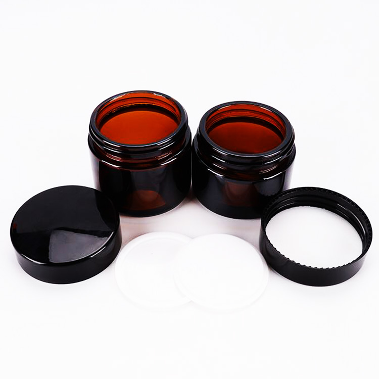 Frasco De Vidrio Ambar Claro Crema Con Tapa De Aluminio