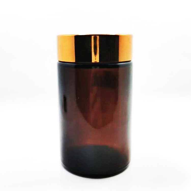 Frasco De Vidrio Ambar Claro Crema Con Tapa De Aluminio