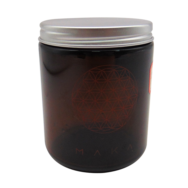 Frascos de vidrio amber glass jar large candle jar with black lid