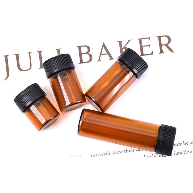 Free Sample 100Ml Empty Amber Round Black Lid Glass Perfume Essential Oil 5Ml 10Ml Sample Bottle