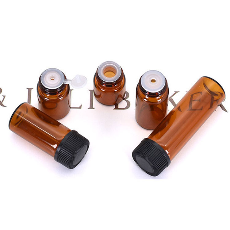 Free Sample 100Ml Empty Amber Round Black Lid Glass Perfume Essential Oil 5Ml 10Ml Sample Bottle