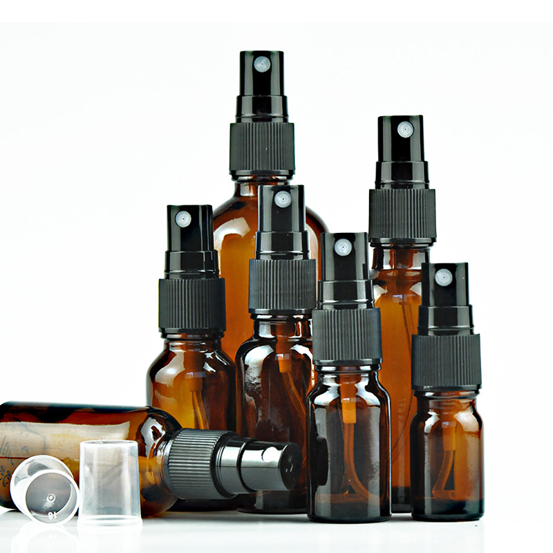 Free Sample 10Ml 15Ml 20Ml 30Ml 50Ml 100Ml Amber Glass Essential Oil Pump Spray Bottle