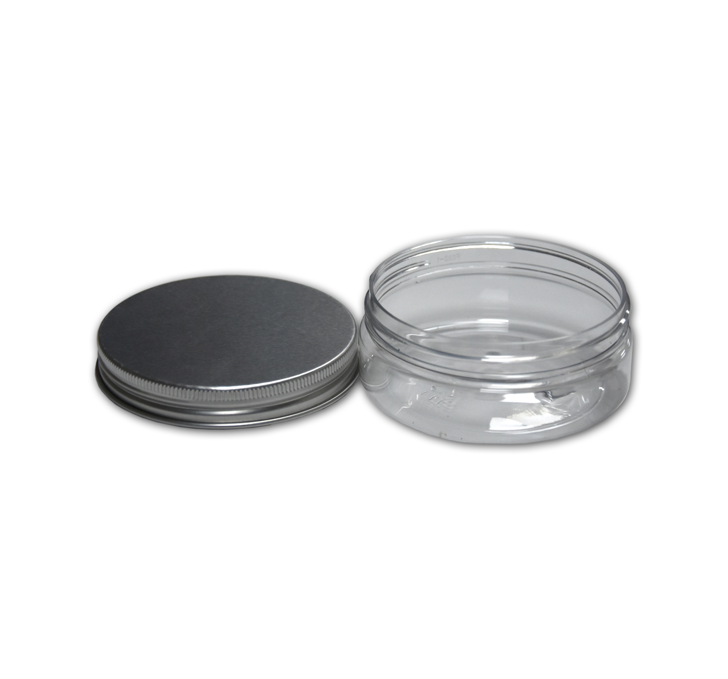 Free Sample 120g Round Clear PET Plastic Cosmetic Jar for Storage with Metal Aluminum Lid