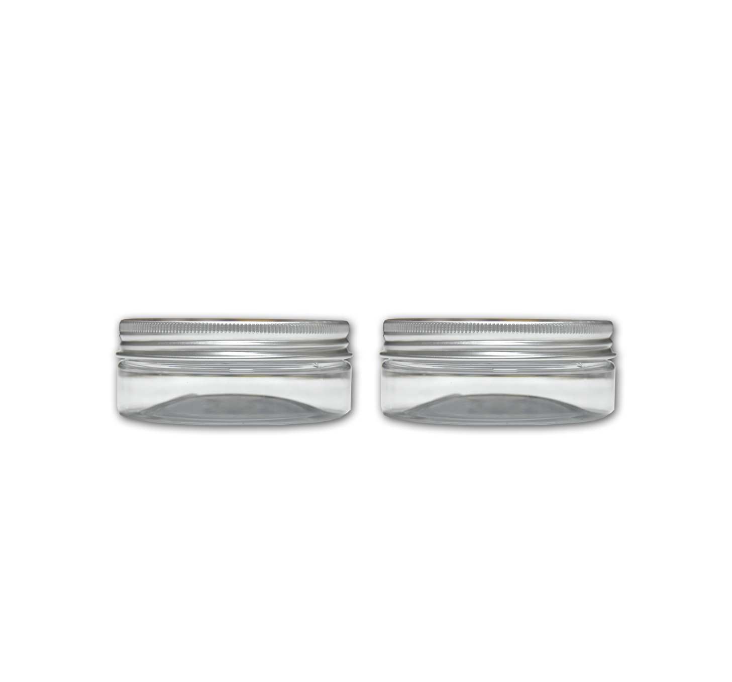 Free Sample 120g Round Clear PET Plastic Cosmetic Jar for Storage with Metal Aluminum Lid