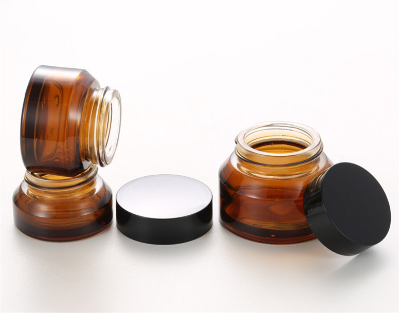 Free Sample 15G 30G 50G Brown Glass Cream Jar Cosmetic Container Bottle Amber Cream Jar