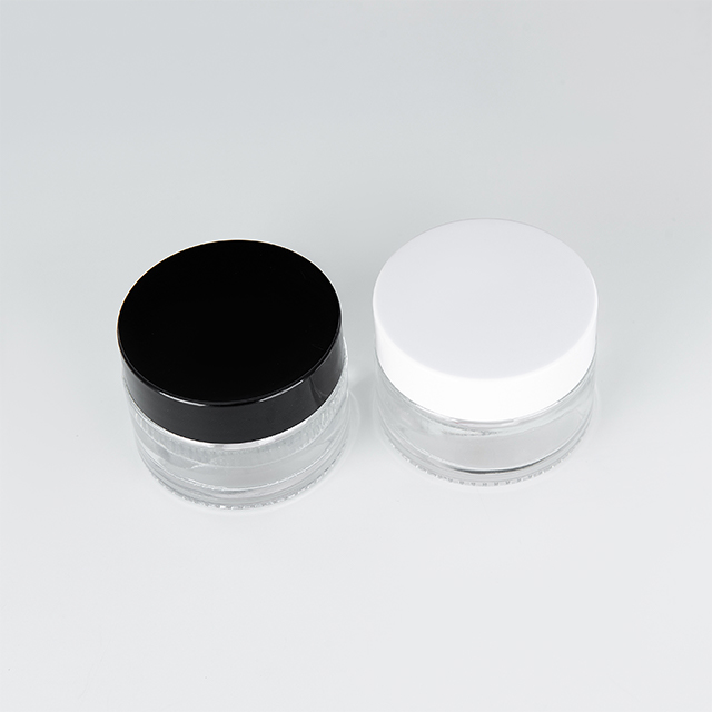 Free Sample 15g 30g 50g Clear Blue glass Cream Jar With Aluminum Cap