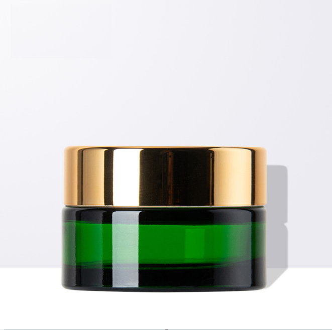 Free Sample 20g 30g 50g Green Cream Glass Jar High Quality Emulsion Jar Essence Cream Jar