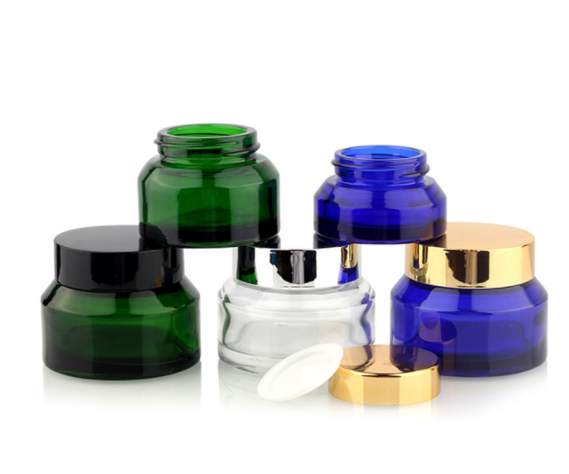 Free Sample 20g 30g 50g Green Cream Glass Jar High Quality Emulsion Jar Essence Cream Jar