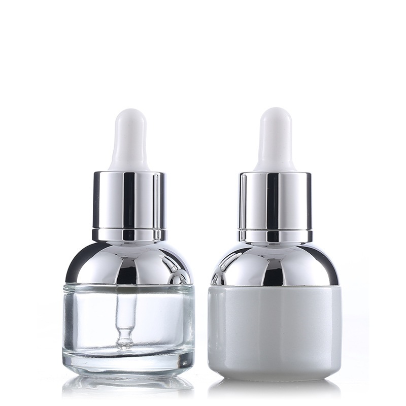 Free Sample 30Ml High Quality Clear White Colour Chunky Glass Essential Oil Bottle With Dropper