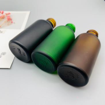 Free Sample 30ml Empty Frosted Green Black Amber Glass Cosmetic Dropper Bottles