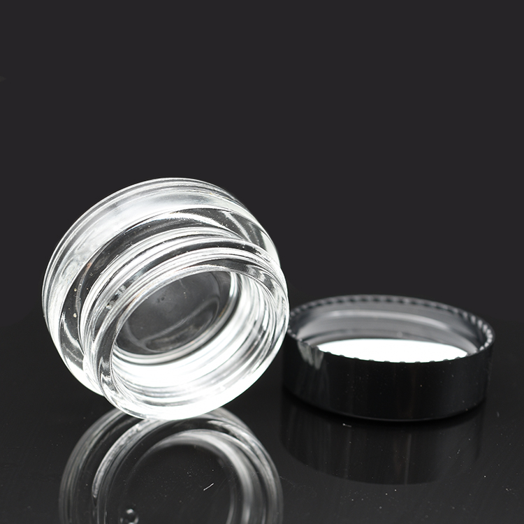 Free Sample 3ml 5ml 7ml clear glass concentrate jar Dab Jar oil cosmetic with black screw cap