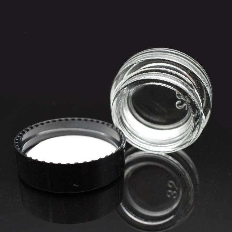 Free Sample 3ml 5ml 7ml clear glass concentrate jar Dab Jar oil cosmetic with black screw cap