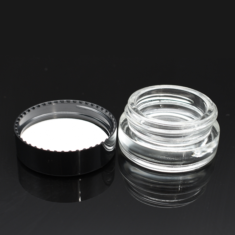 Free Sample 3ml 5ml 7ml clear glass concentrate jar Dab Jar oil cosmetic with black screw cap