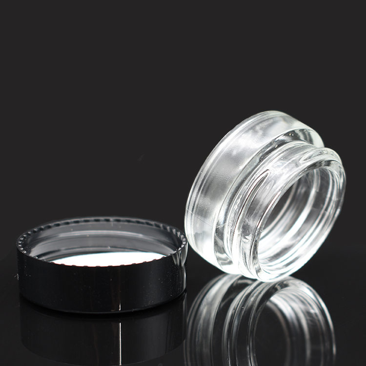Free Sample 3ml 5ml 7ml clear glass concentrate jar Dab Jar oil cosmetic with black screw cap