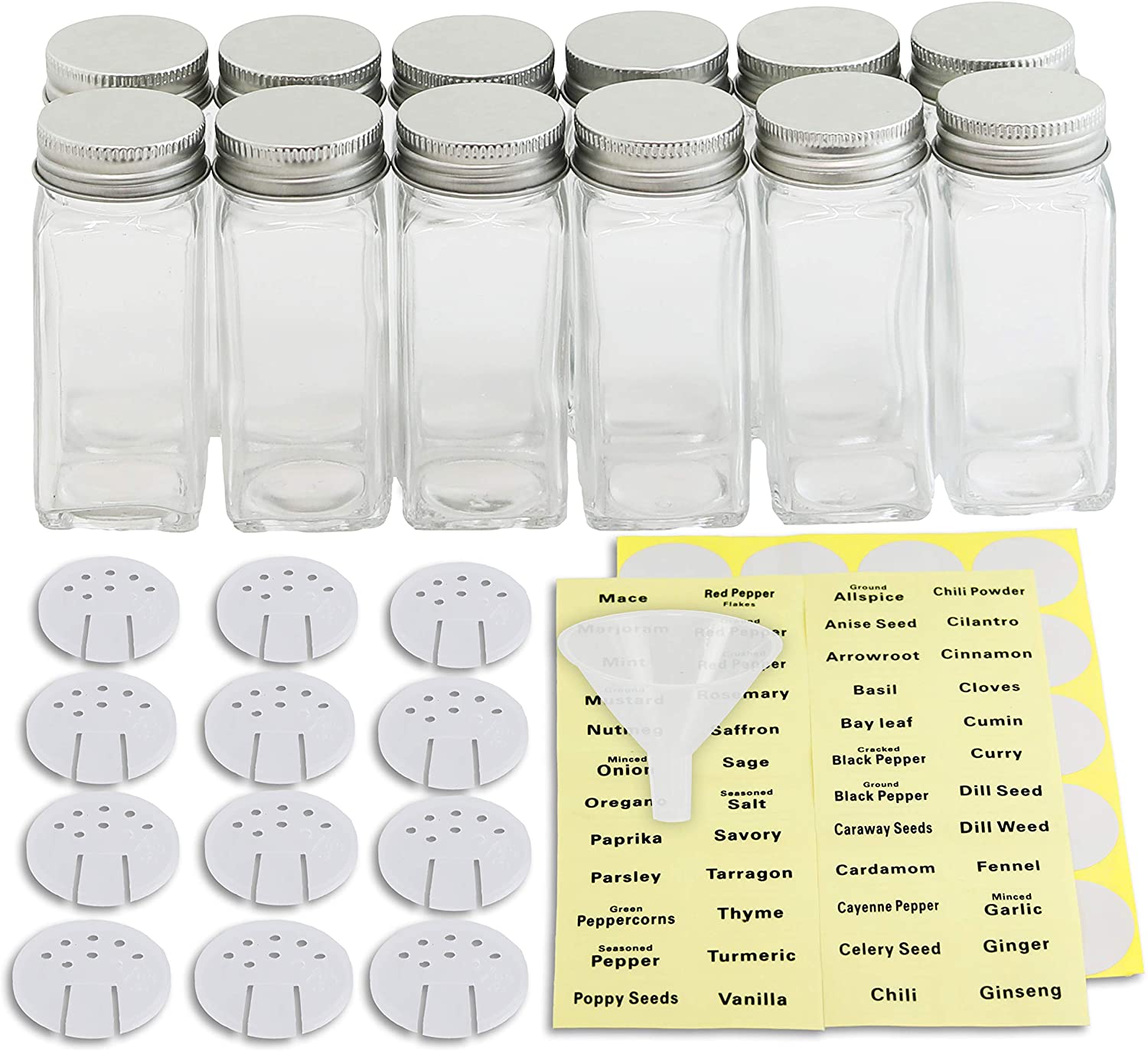 Free Sample 4/6/8 Ounce square Round Clear Transparent Spice Powder Bottles Spice Glass Jar