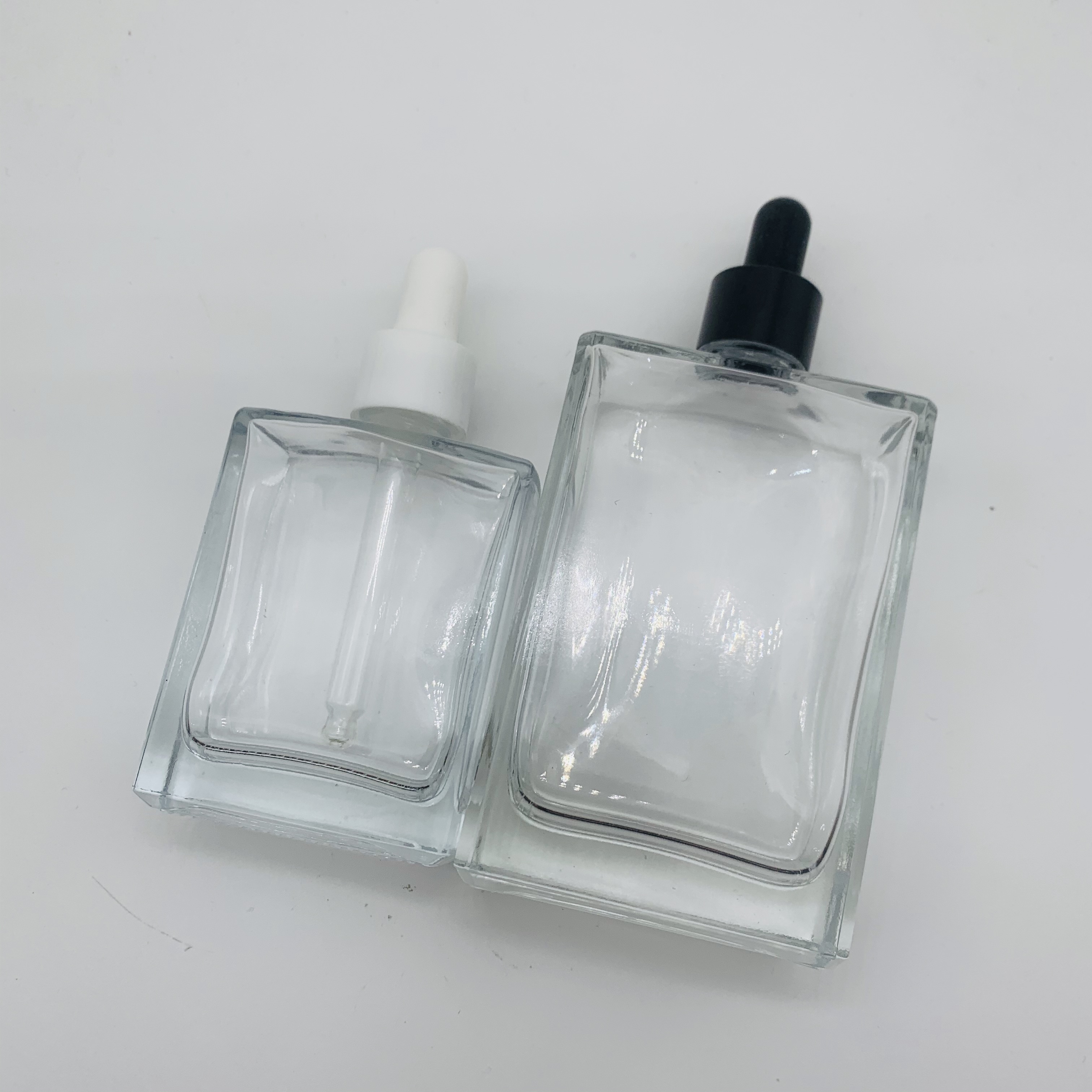 Free Sample 50Ml White Black Matte Square Glass Dropper Bottle