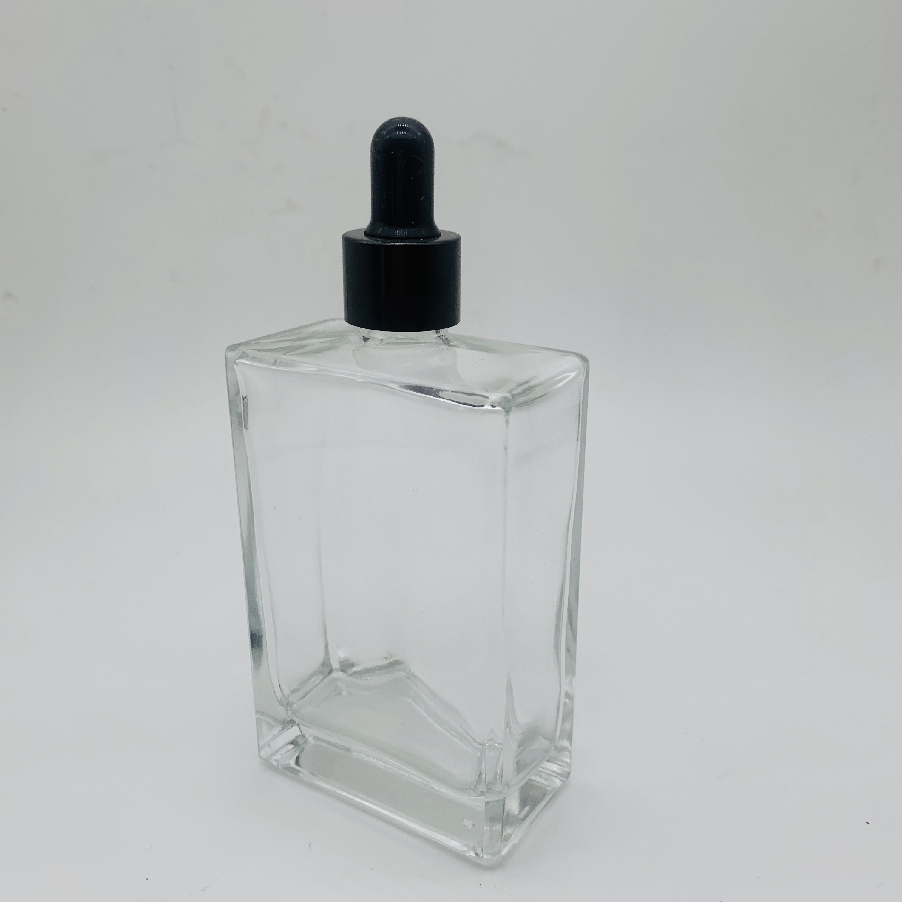 Free Sample 50Ml White Black Matte Square Glass Dropper Bottle
