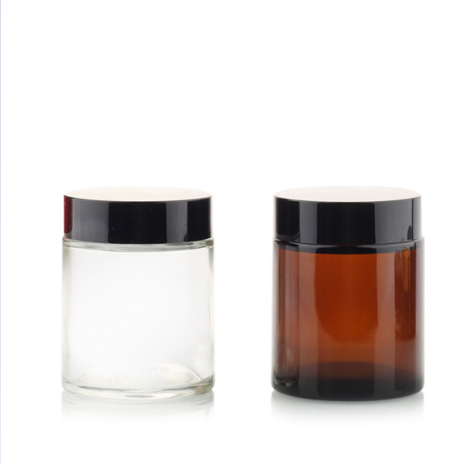Free Sample 50g 100g 200g Amber Glass Jar Cosmetic Cream Jar Clear Essence Cream Jar