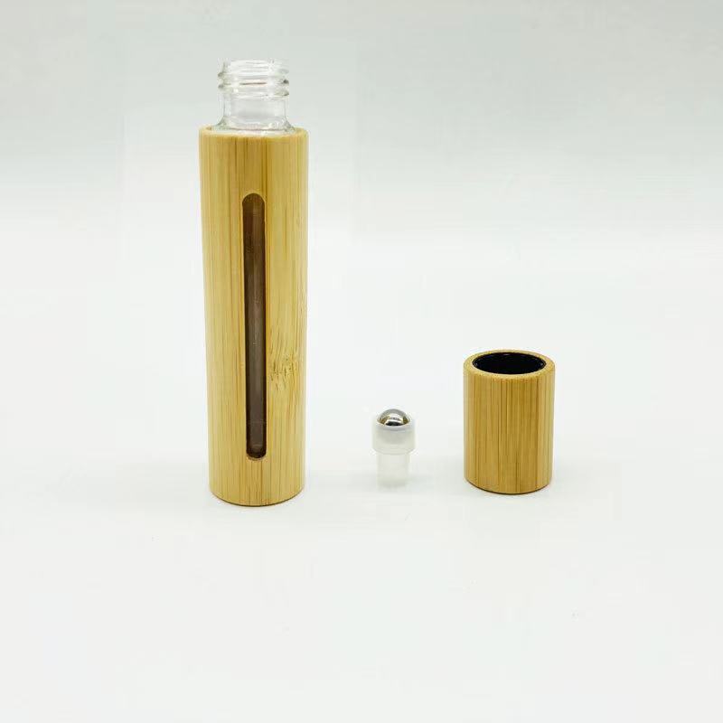 Free Sample 5ml 10ml Essential Oil Original Bamboo Shell Perfume Roll On Glass Bottle with Real Wood Lid/Cap