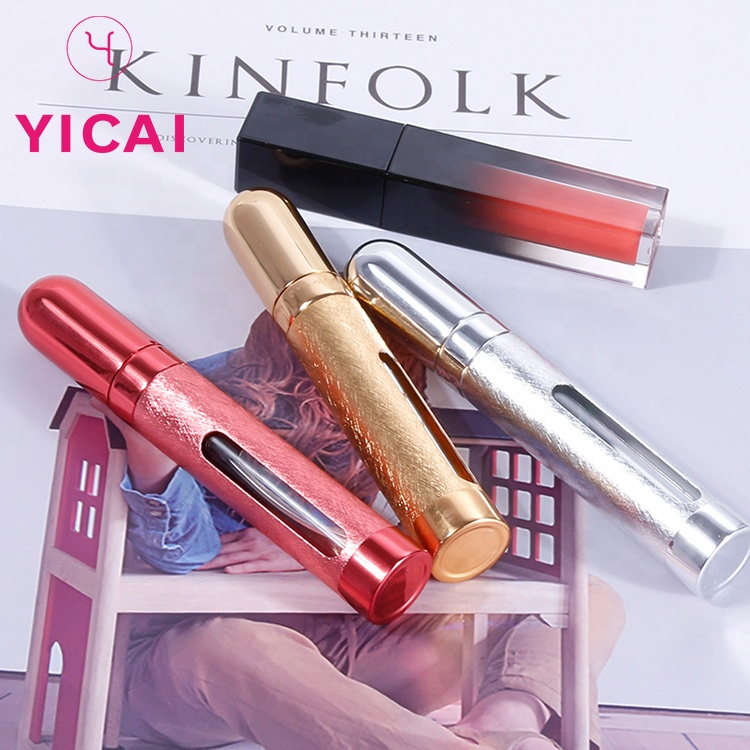 Free Sample 8ml 12ml Small Travel Atomizer Perfume Glass Bottle With Gold Cap OEM Empty Aluminum Refill Spray Mini Parfum Bottle