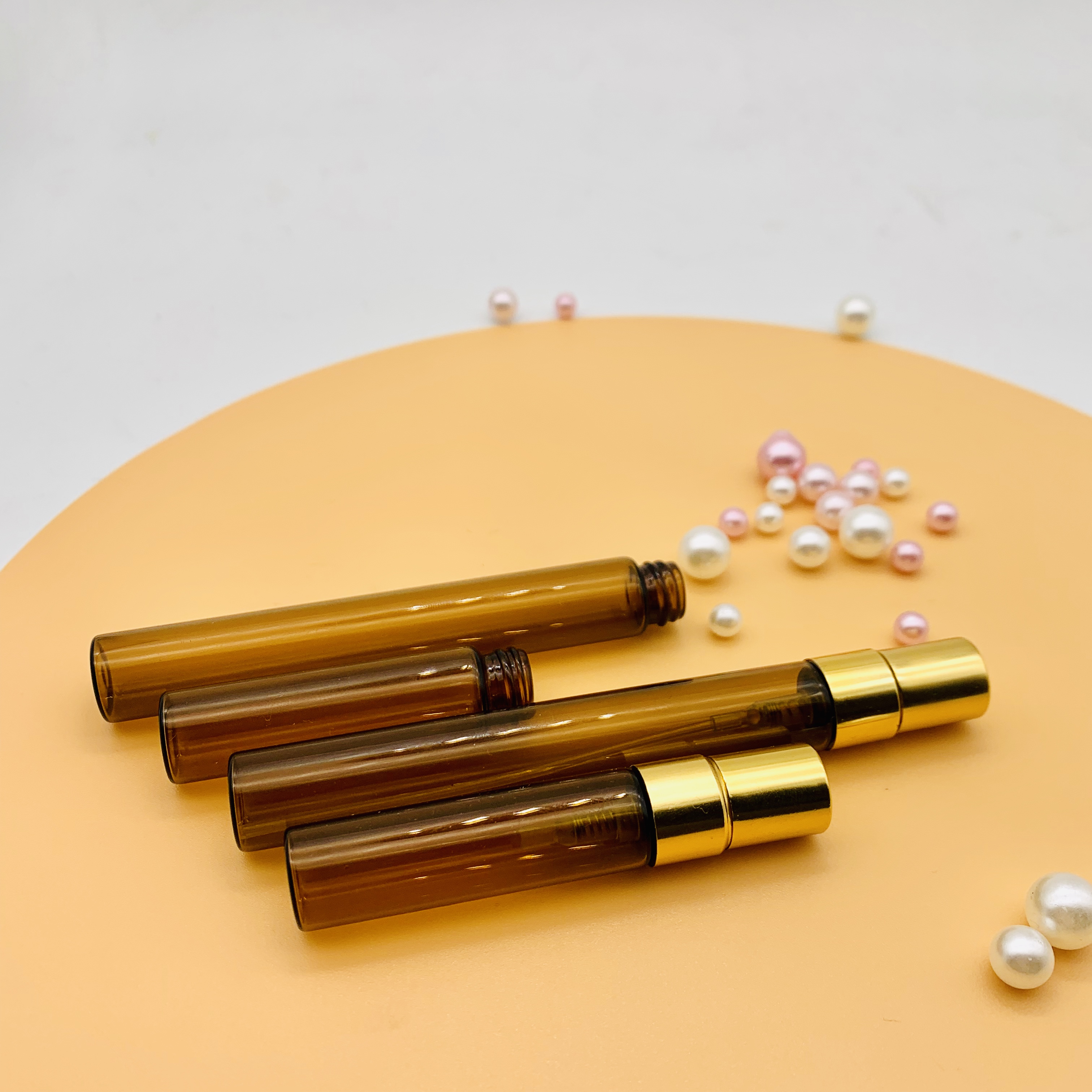 Free Sample Amber Empty Glass Pump Spray Cosmetic Perfume Bottle 5Ml 10Ml