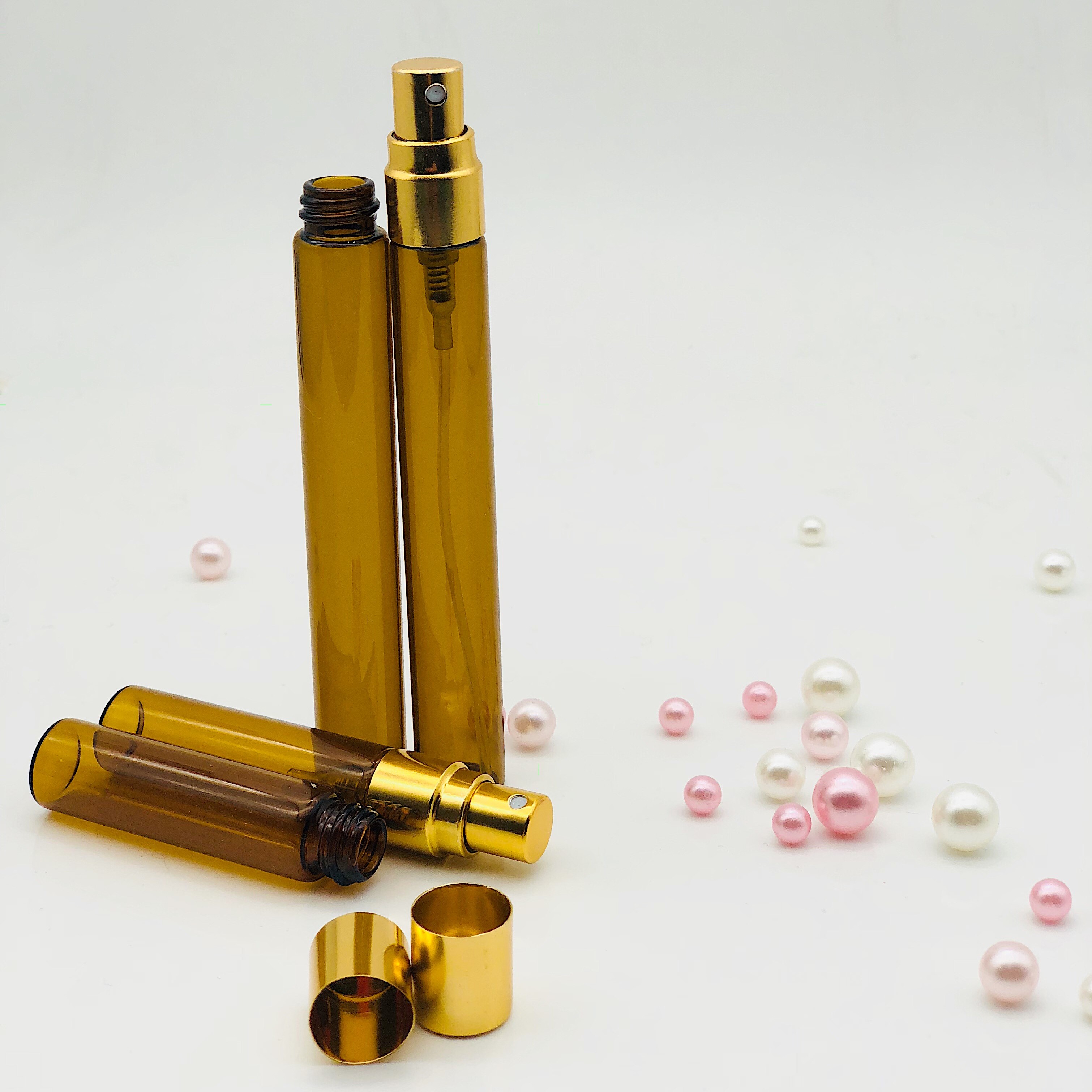Free Sample Amber Empty Glass Pump Spray Cosmetic Perfume Bottle 5Ml 10Ml