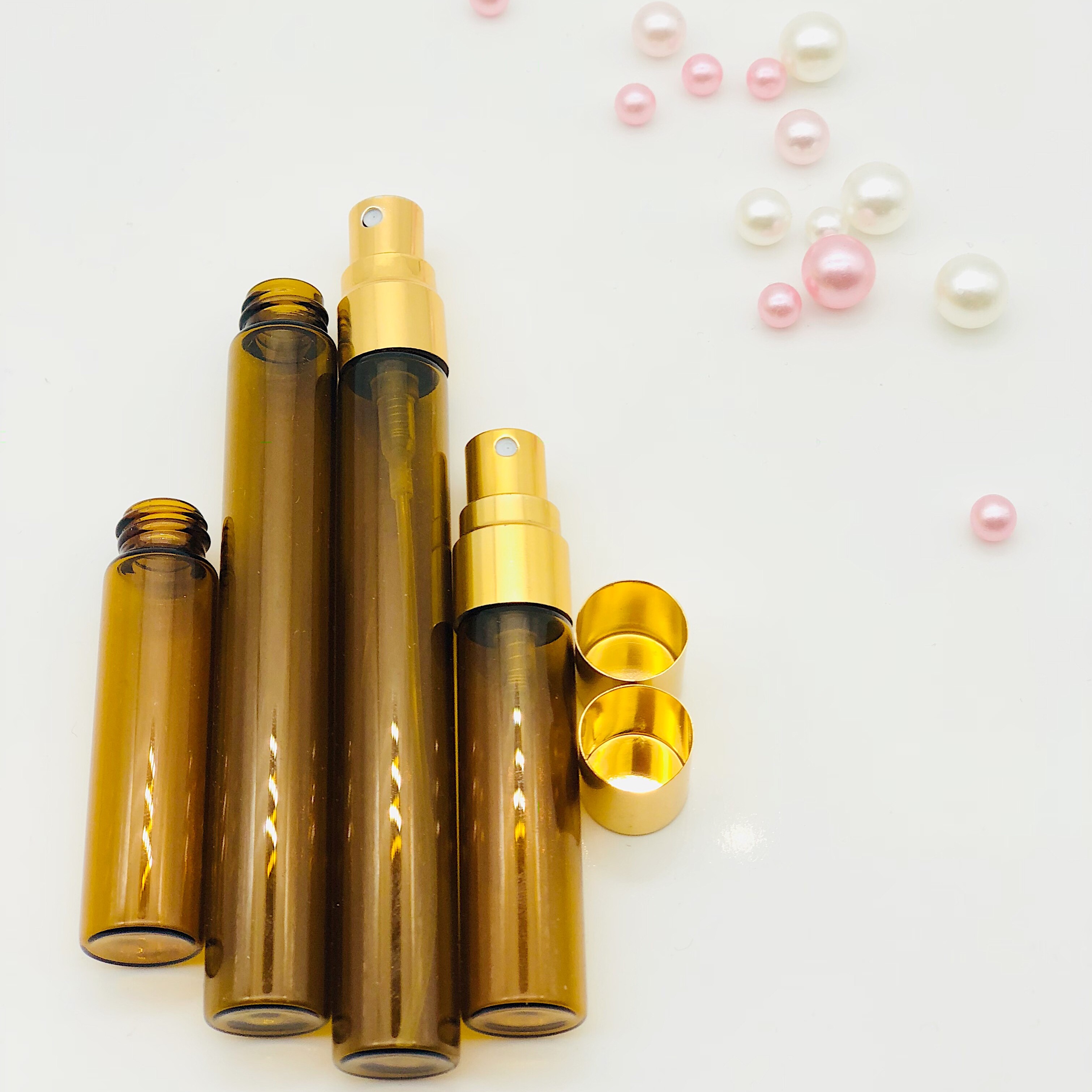 Free Sample Amber Empty Glass Pump Spray Cosmetic Perfume Bottle 5Ml 10Ml