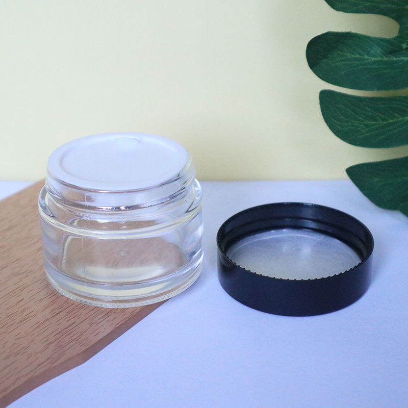 Free Sample Cosmetic Container 5g 10g 15g 20g 30g 50g Clear Glass Cream Jar with Lids