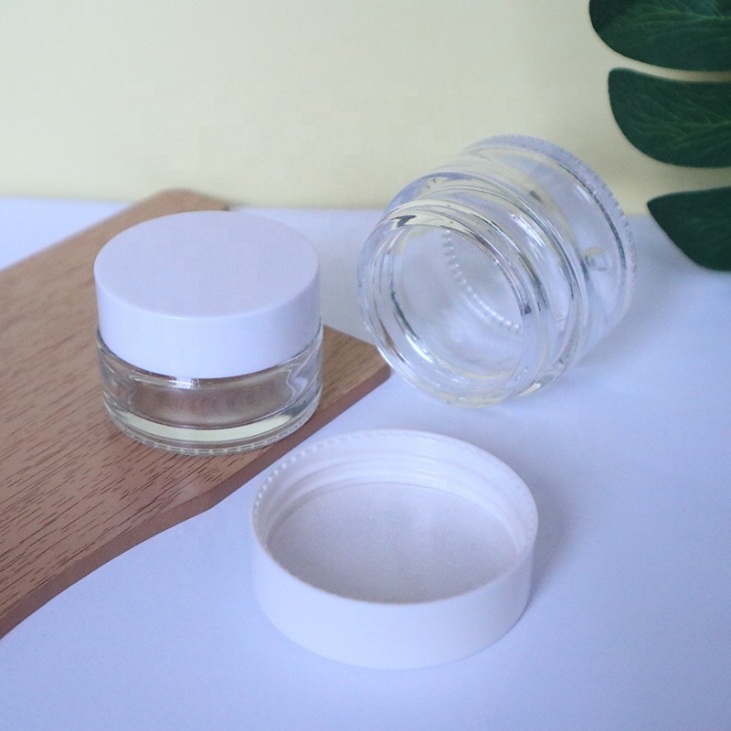 Free Sample Cosmetic Container 5g 10g 15g 20g 30g 50g Clear Glass Cream Jar with Lids
