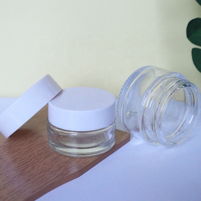 Free Sample Cosmetic Container 5g 10g 15g 20g 30g 50g Clear Glass Cream Jar with Lids