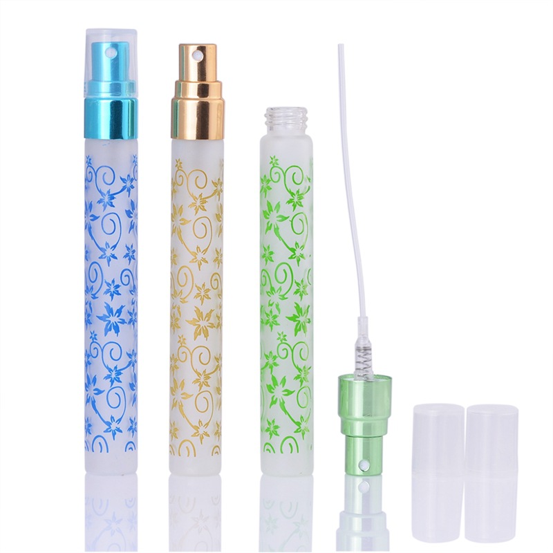 Free Sample Customized Refillable Small Empty Printing Blue Room Pen Perfume Glass Spray Bottle10ml