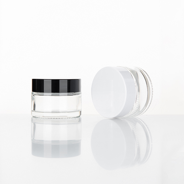 Free Sample Empty 15g 30g 50g 1Oz Clear Frosted Amber Blue Cosmetic green glass Jar For Skin Care Cream