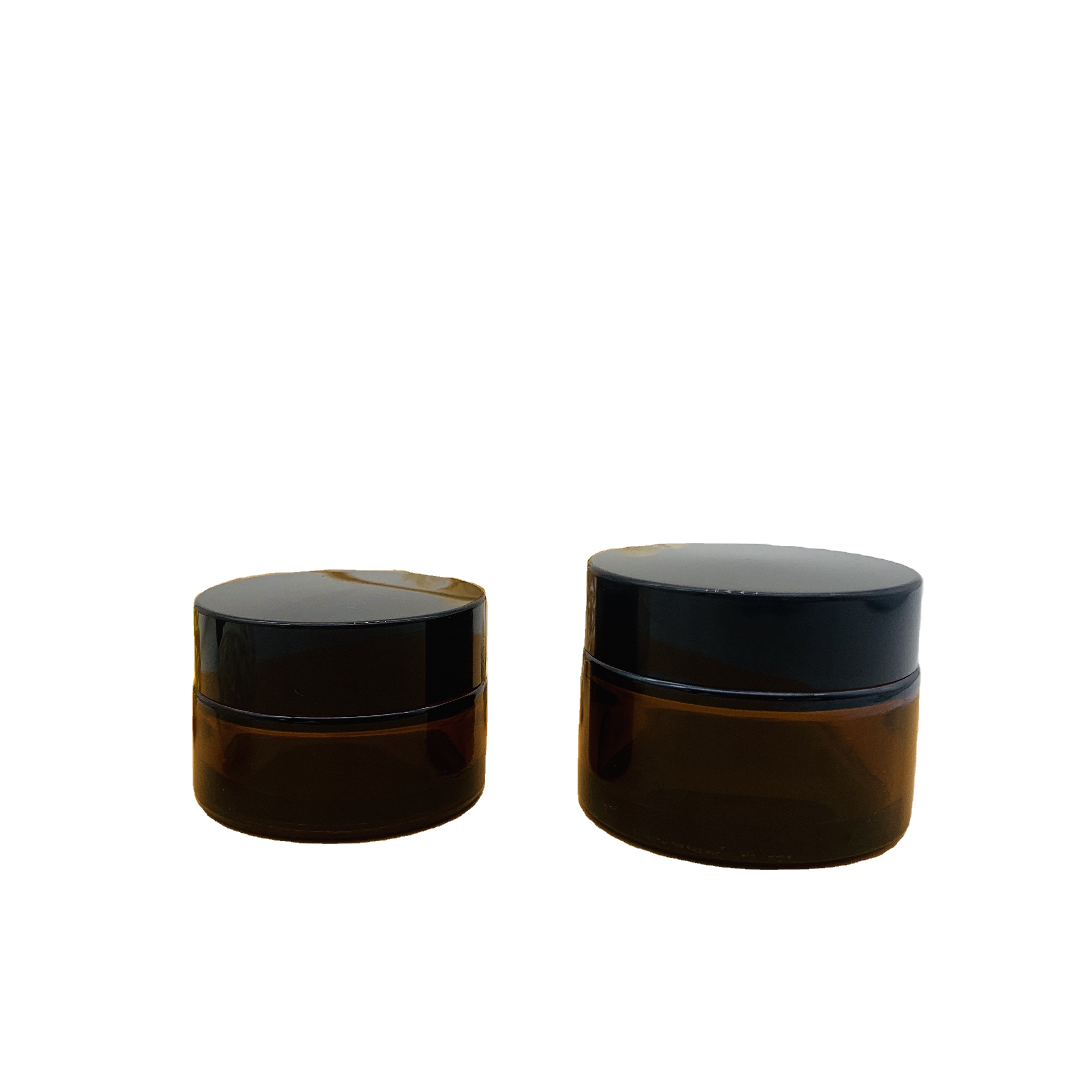 Free Sample Empty 5g 10g 15g 20g 30g 50g 100g Amber Cream Glass Jar With Black Lid