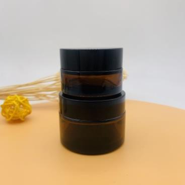 Free Sample Empty 5g 10g 15g 20g 30g 50g 100g Amber Cream Glass Jar With Black Lid