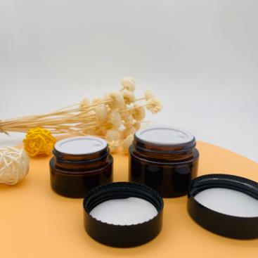 Free Sample Empty 5g 10g 15g 20g 30g 50g 100g Amber Cream Glass Jar With Black Lid