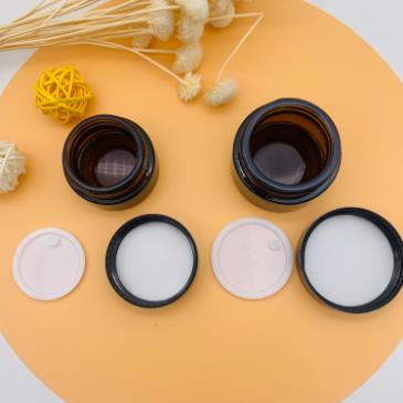Free Sample Empty 5g 10g 15g 20g 30g 50g 100g Amber Cream Glass Jar With Black Lid
