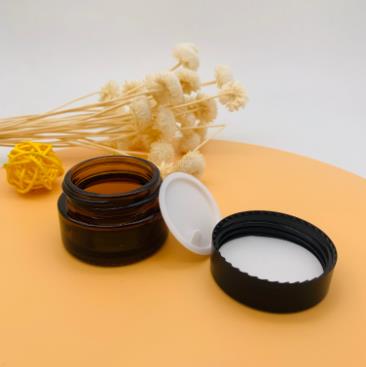 Free Sample Empty 5g 10g 15g 20g 30g 50g 100g Amber Cream Glass Jar With Black Lid