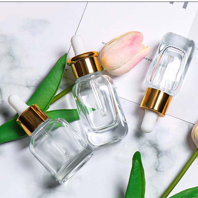 Free Sample Good Selling Fancy Glass Dropper square essential oil bottle cosmetics containers and packaging