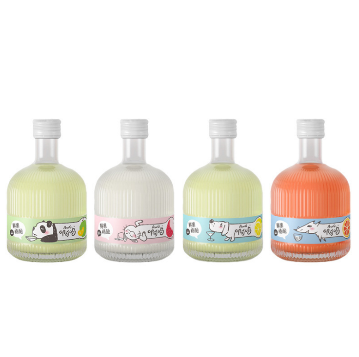 Free Sample High-quality 370ml 12oz oblate wine vodka whiskey Small Glass transparent empty Drink Bottle