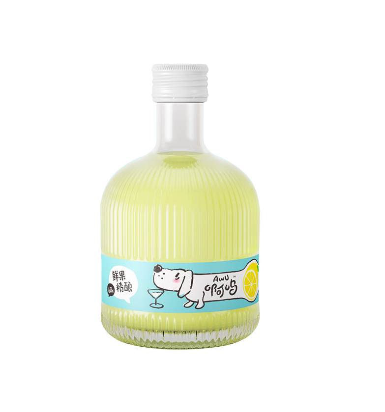 Free Sample High-quality 370ml 12oz oblate wine vodka whiskey Small Glass transparent empty Drink Bottle