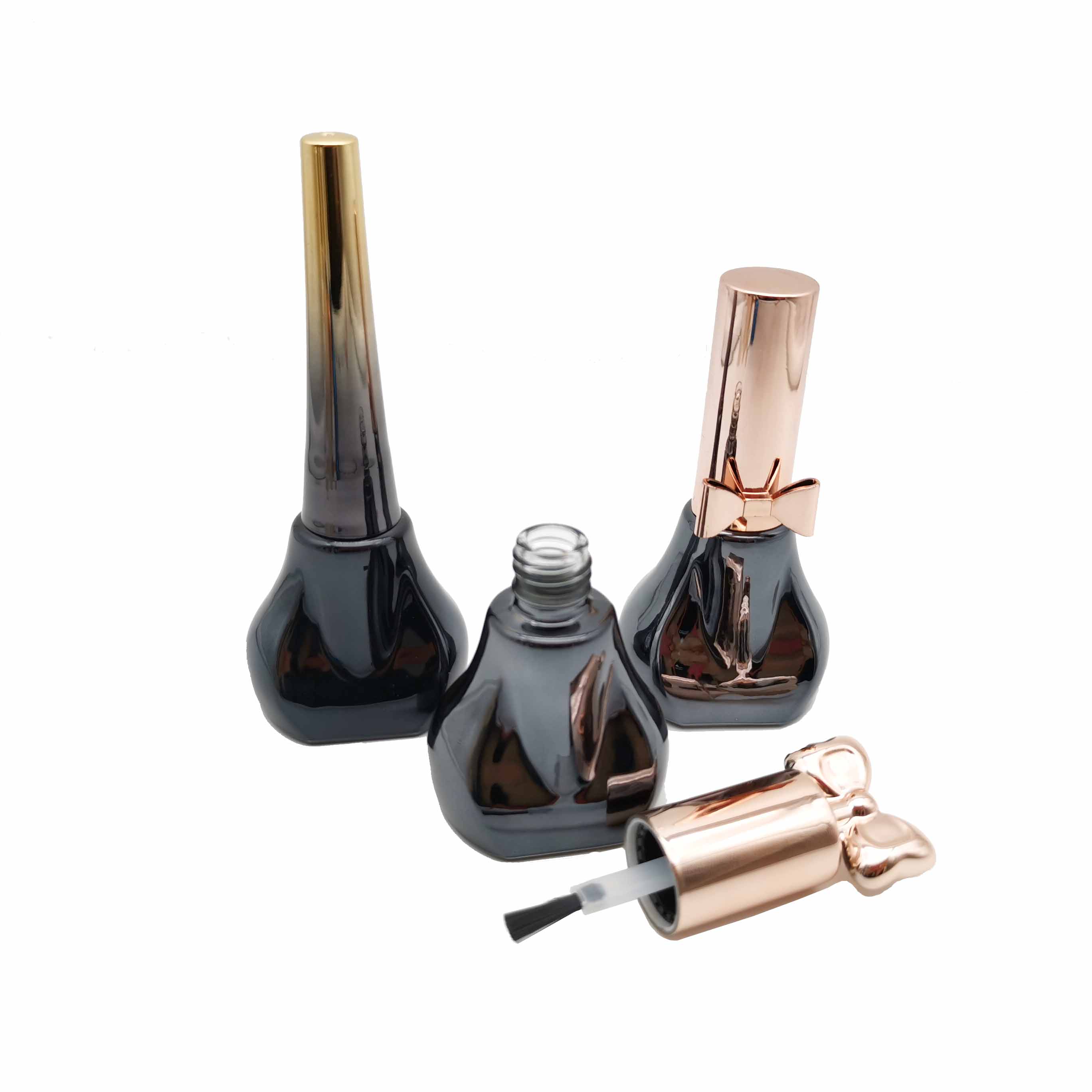 Free Sample Low MOQ black Color Painted Super Flint Nail Polish Gel Cute Bottle 12ml 13ml 15ml