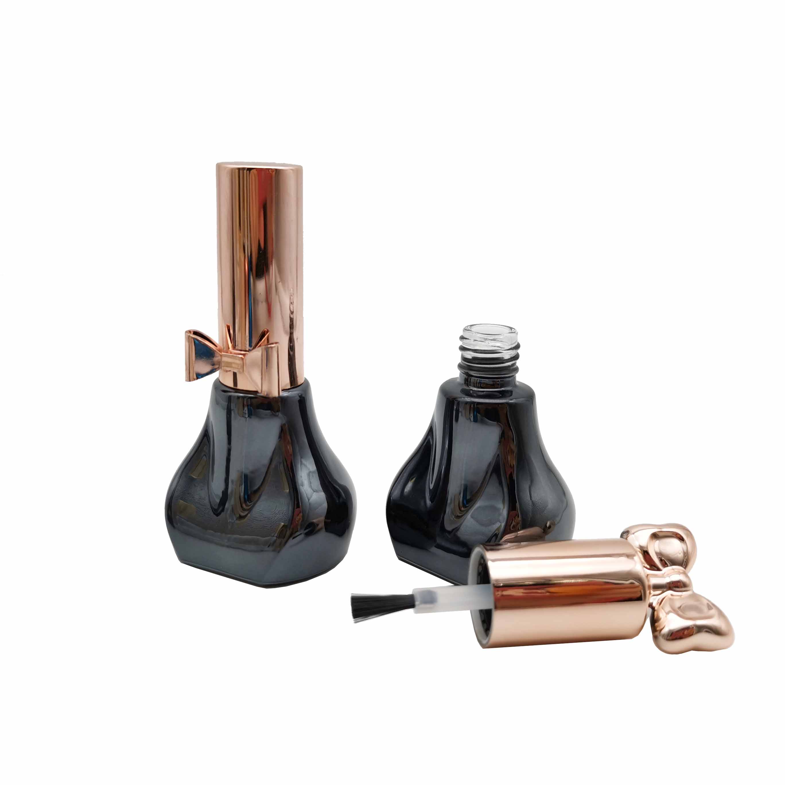 Free Sample Low MOQ black Color Painted Super Flint Nail Polish Gel Cute Bottle 12ml 13ml 15ml