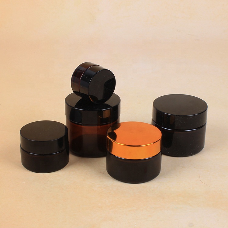Free Sample Luxury Cosmetic Packing Amber Glass Jar Wholesale