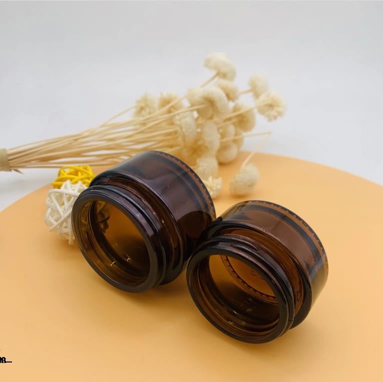 Free Sample Luxury Cosmetic Packing Amber Glass Jar Wholesale