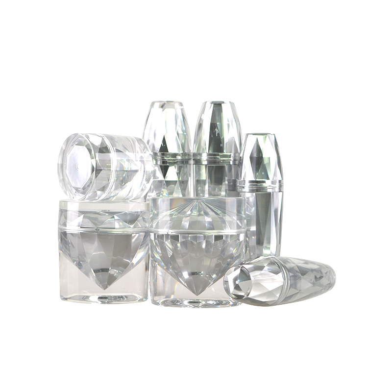 Free Sample Luxury Silver Cosmetic Jar and Bottle Packaging Acrylic Cosmetic Lotion Bottle Set