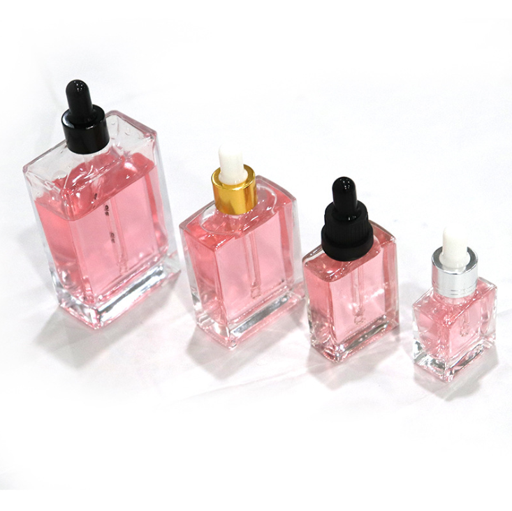 Free Sample Luxury Woman Factory Price Rectangle Glass Spray 30ml 50ml 100ml Clear Glass Perfume Bottle With Square Cap