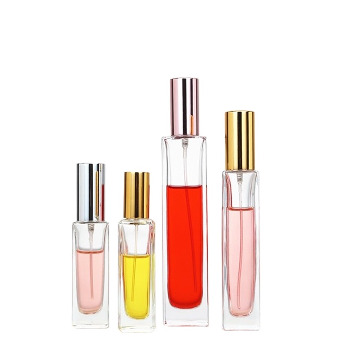 Free Sample Luxury Woman Factory Price Rectangle Glass Spray 30ml 50ml 100ml Clear Glass Perfume Bottle With Square Cap