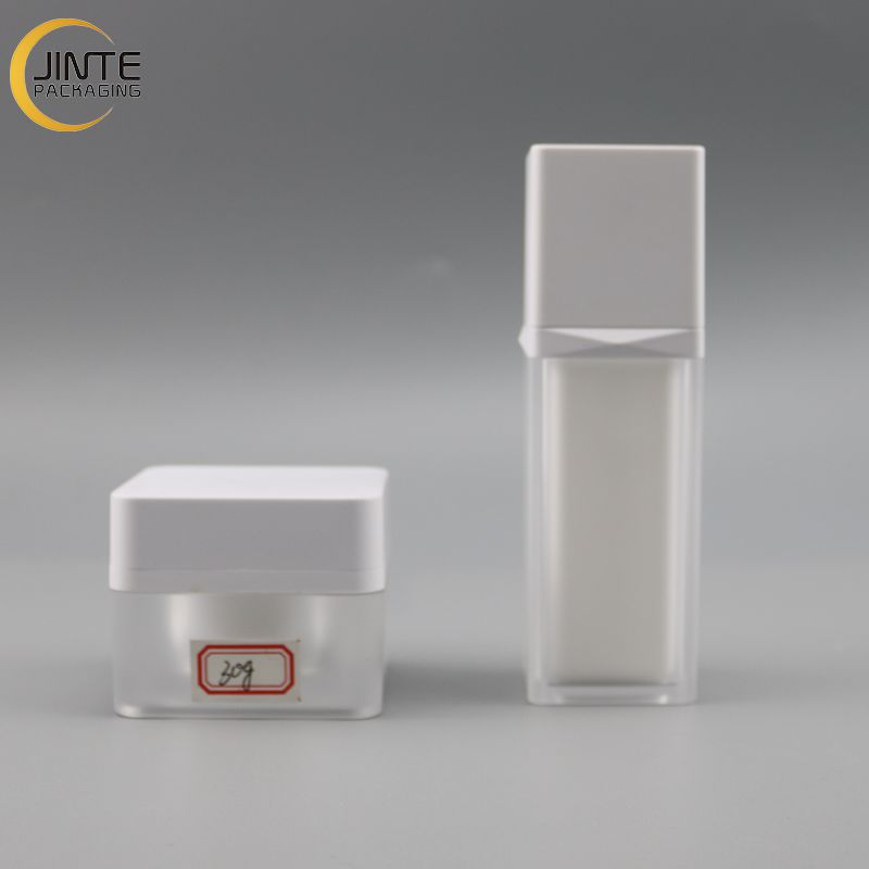 Free Sample New Products Frosted White Cosmetic Packaging Set  Bottle And Acrylic Jar